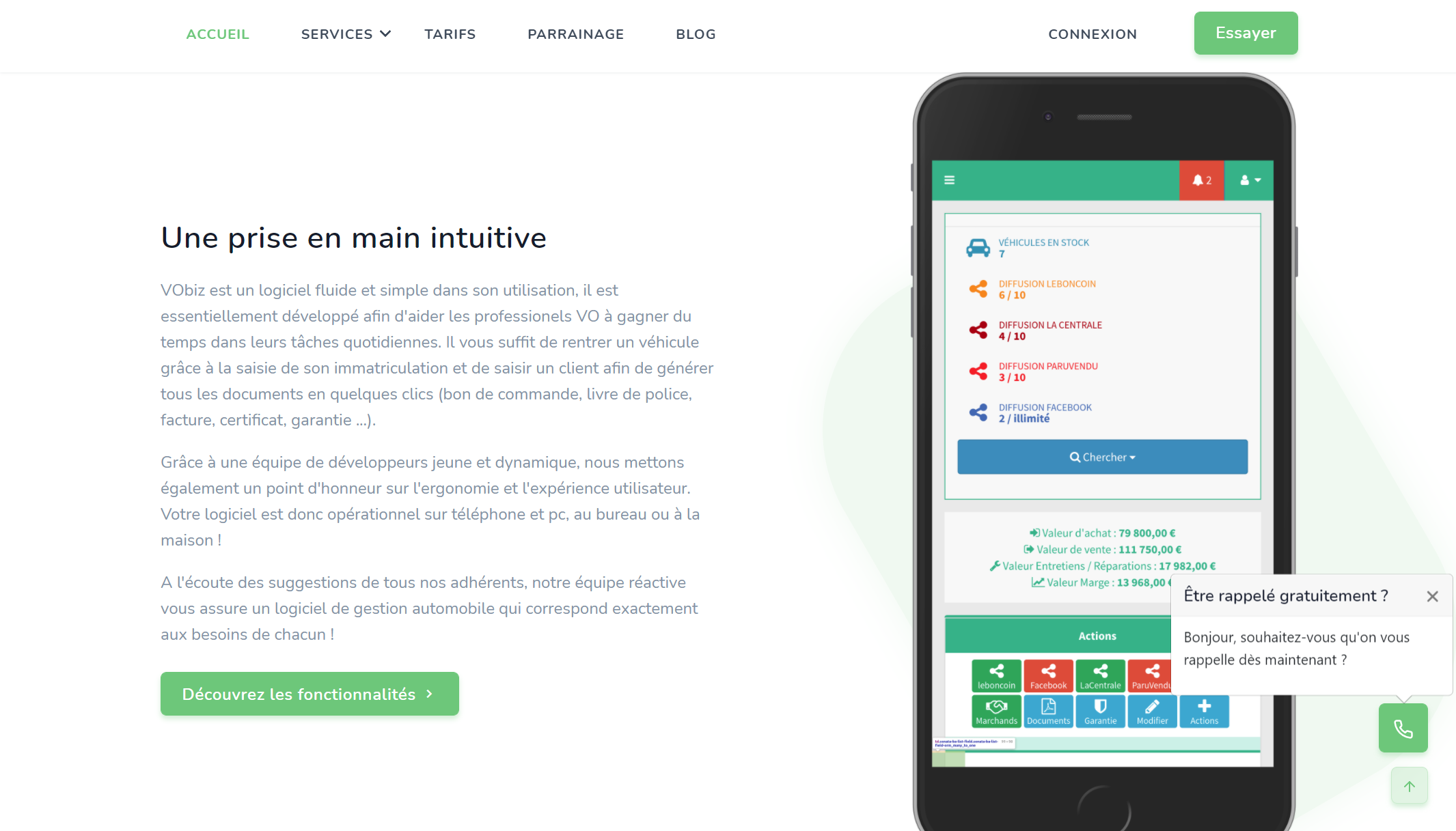 Aperçu du site Vobiz